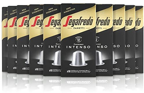 Segafredo Zanetti 100 Capsule in Alluminio compatibili con Nespresso di Caffè Intenso Gusto pieno e persistente (10 Astucci da 10 Capsule) - Adatte per Macchine Nespresso Original