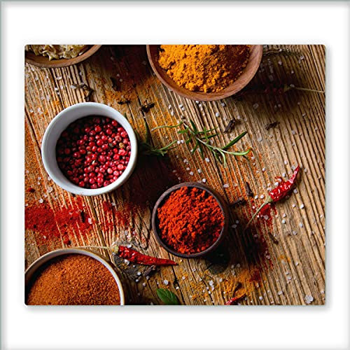 60x52 Glas-Herdabdeckplatte für Induktions- & Cerankochfeld Küchen-Spritzschutz Universale Küchenarbeitsplatte Schneidebrett & Kochplatte-Abdeckung Rutschfest Glasplatte inkl. Silikonnoppen (18)