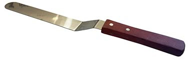 Spatola Acciaio Inox Angolare e a scalino lunga 20 cm larga 3 cm. Manico in legno. Bordi arrotondati.