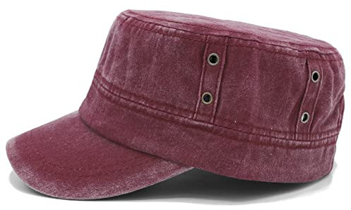 Van Der Rich ® - Cap Vintage Army Military Cap Gewaschener 100% Baumwolle - Dammen-Herren (Bordeaux, One Size)