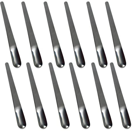 12 Pack Dessert Spoons Stainless Steel, 4.8 Inches Short Cocktail Stirrer, Mini Tasting Spoons Metal, Appetizer Spoons, Espresso Paddle Reusable for Ice Cream Coffee Drinks (Black)