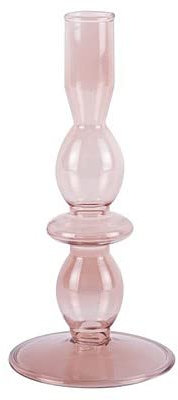 Present Time [DL] Candle Holder Glass Art Bubbles medium Faded pink H. 18cm, D. 8,5cm, Handmade -