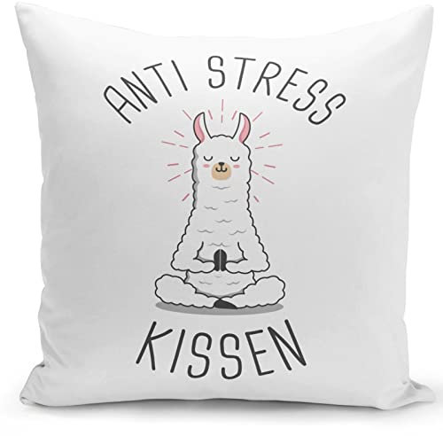 Tassenbrennerei Lama Kissen mit Spruch Anti Stress Kissen - Geschenk für Mama oder Freundin