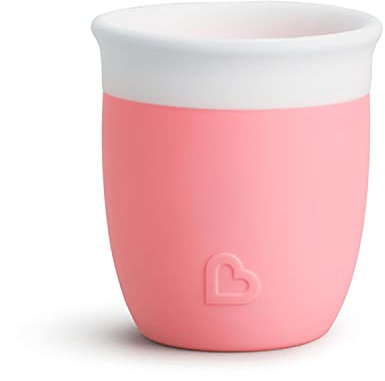 Munchkin C'est Silicone! Vaso Aprendizaje Bebe y Niños Pequeños, Vaso para Sorber de Transición Abierto 360° para Niños de 4 Meses o Más, Sin BPA, Silicona Alimentaria, 2 oz/59 ml, Coral