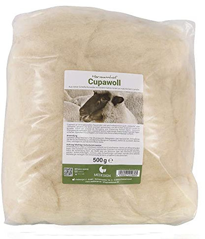 medesign Cupawoll 500g, 100% natürliche Hautpflege, Schafwolle mit Lanolin, für beanspruchte Brustwarzen, Babypopos und Hautpartien