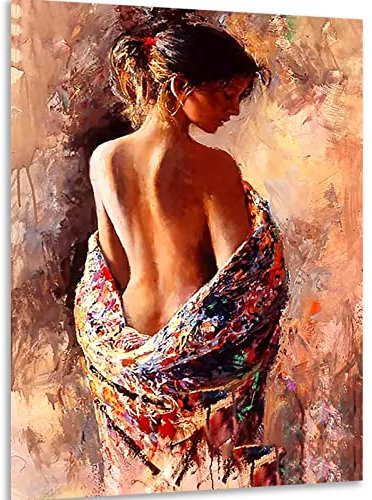 Instarry 5D Diamant Painting Bilder Groß Porträt einer Frau mit nacktem Rücken Wohnzimmer Dekoration 75x50 cm