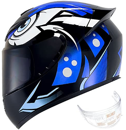 Motorradhelm Vollgesichts-Motorradhelm Mit Beschlagfreier Klarer Linse Belüfteter Atmungsaktiver Helm DOT/ECE-Zugelassen Für Erwachsene Männer Frauen 55-65 cm 5,XXXL(64-65CM)