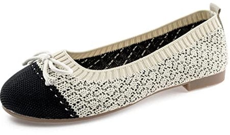 RVROVIC Women Flat Shoes Knitted Lightweight Slip-on Loafers Breathable Soft Comfortable Ballet Flats
