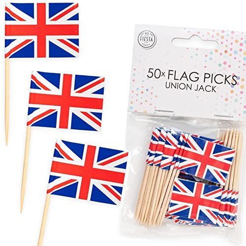 Deko * United Kingdom * für Party und Länderparty | Dekoration Partydeko UK England GB Union Jack Flagge, Edition: Flaggenpicker, 50 Stück