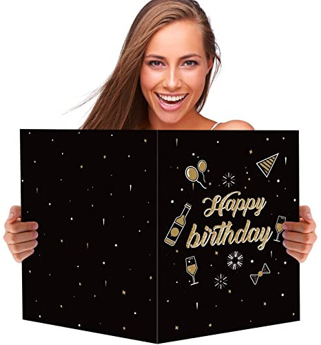BOFUNX Geburtstagskarte Groß Happy Birthday Grußkarte Geburtstag Glückwunschkarte Gästebuch Gastposter für Kinder Erwachsener Geburtstag Partydeko