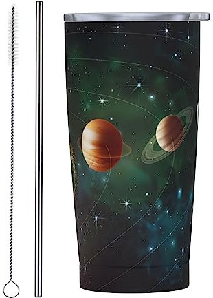 QQIAEJIA Planets 20oz Tumbler Stainless Steel Insulated Car Coffee Mug with Lid and Straw Durable Coffee Cup for Daily Life Travel Office