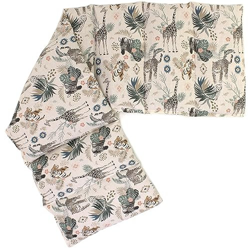 Coussin aux pépins de raisin compartimenté en huit XXL - 75x20 cm - Tissu biologique animaux sauvages - Coussin bouillotte aux pépins - Coussin froid