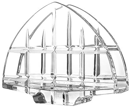 Napkin Holder - Table Napkin Holder - Crystal - Standing - Napkin Dispenser - Clear Glass - Hand Cut - 4.25'' Height - Made in Europe - by Barski