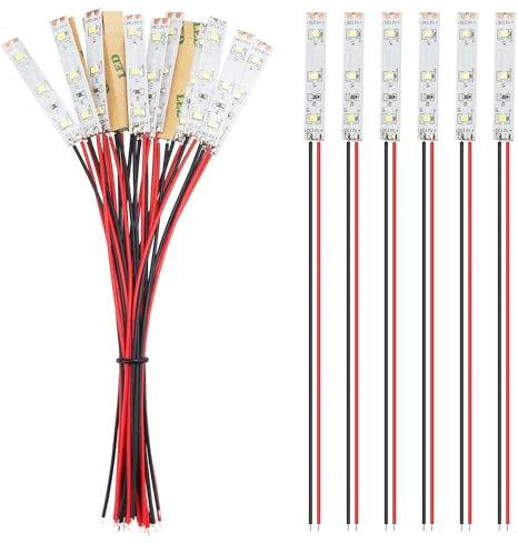 YIXISI 15 Stücke 50mm VorDrahtete LED Streifen, 2335 SMD LED, Modellbau Led Beleuchtung, 12-18V LED Streifen, Weiß