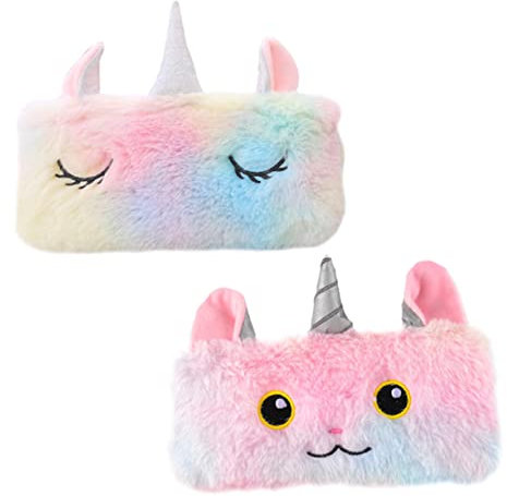 MAGICLULU 2St Einhorn-Plüsch-Tasche Reisekosmetiktaschen süße Kosmetiktasche süße Schminktasche Plüsch Federmäppchen Einhorn Stifttasche Make-up-Tasche mit großer Kapazität tragbar Student