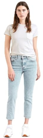 Levi's Damen Jeanshose 501 Crop High Rise, Straight Fit, Blau (Wow Me Over), W30/L28