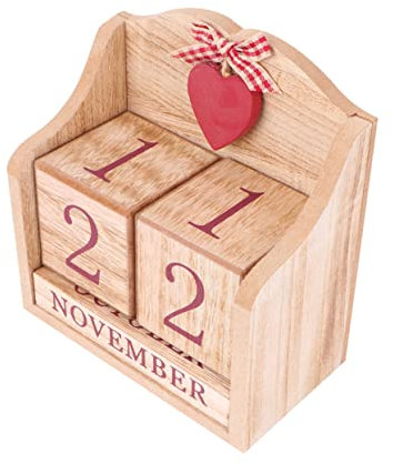HAPINARY Europäischer Holz-wochenkalender Rot Perpetual Manual Kalender Holzdeko Kreativer Fotorequisite Ländlicher Wohnaccessoire Für Haus Und Büro