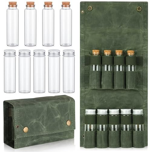 Mini Spice Organizer With 9 Jars - Travel Bag Seasoning Storage For Camping, BBQ, Picnic