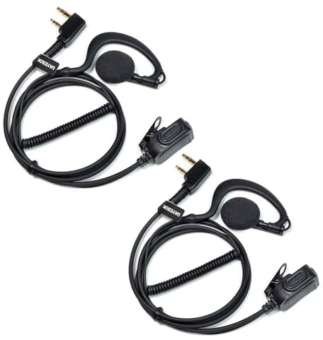 UAYESOK G Form Walkie Talkie Auriculares inalámbricos con micrófono PTT compatible con 2 pines Kenwood Baofeng UV-5R 888S BF-F8HP UV-82 Quansheng UV-K5 Retevis TYT Security accesorios inalámbricos (2