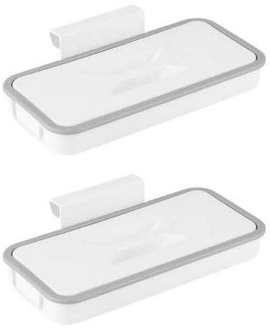 [2 pieces] Kitchen Cupboard Bin Bag Holder, Carrier Bag Holder with Lid, Kitchen Door Hanging Bin Holder Under Sink Bin, Waste Bins Kitchen Accessories, Hanging Trash Can Stand for Waste & Recycling