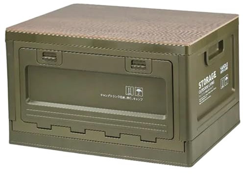 Camping-Aufbewahrungsbox, stapelbar, 50 l, Campingbehälter, zusammenklappbare Aufbewahrungsbehälter mit Deckel, faltbarer Aufbewahrungs-Organizer, Holz-Schneidebrett-Deckel, Faltbox für