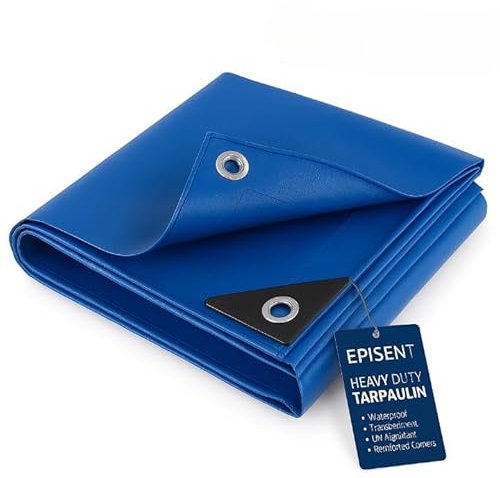 EPISENT Blue Waterproof Tarpaulin – Heavy Duty Tarp Sheet with Reinforced Edges & Rust-Free Eyelets – UV Resistant ground sheets Multipurpose Cover for Camping, Garden, Car & Outdoor (4' x 6' feet)