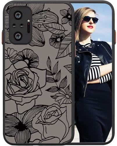 POUHYE Handyhülle für Xiaomi Redmi Note 10 Pro Hülle, Weiche Silikon Stoßfeste Schutzhülle Case, Matte durchsichtige Anti-Kratzer PC Rückseite Volle Kamera Schutzabdeckung 3D Rose Muster Print Design