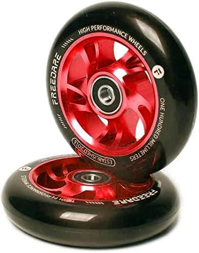 FREEDARE Pro Stunt Scooter Rollen 110mm, ABEC 7 Kugellager, 89A Super Rebound PU Stunt Roller Räder, 2 Stück (Rot)