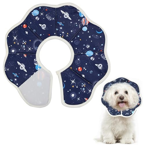 Xiuyer Halskrause Hund, Halskrause Katze, Hunde Halskrause, für Kleine Hunde und Erwachsene Katzen, Leckschutz nach Op Hund, Beeinträchtigt Nicht das Trinken und Essen(Blau L)