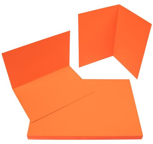 PresentFill® Klappkarten blanko in Orange - 25 Faltkarten A6, Klappkarte ideal zum Karten selbst gestalten, beschriften oder bedrucken - passend für C6 Umschläge