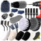BARAKYEG kit limpieza Coche,25PCS cepillo lavar coche Cepillo de Taladro Eléctrico kit cepillo coche limpieza coche interior con Cepillo Para Detalles,Cepillo Para taladro,Guantes de Lavado,para Cuero