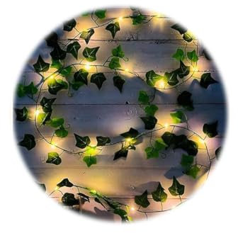 2M Guirnaldas Luces Exterior, Hiedra Artificial con 20 LED Luces, Luces Led Exterior Jardin, Cadena de Luces Decoración, Decoracion Hogar, Guirnalda Luces Interior, Luces Pared Fiesta Navidad