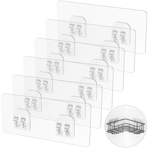 LIASDIVA 6 Stück Klebehaken für Ecke Duschablage, Verdickte und Superklebrige Wandhaken für Duschregal, Wasserdicht Duschkörbe Ersatzhaken, Wall Hooks for Shower Caddy (für Draht-Duschablage)