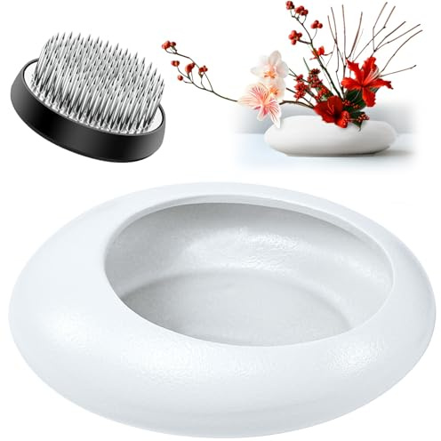 Elifinds Blumenfrosch-Vase-Set, Ikebana Blumenarrangement, Keramik Wassertropfen-Topf Blumenarrangement-Vase-Set (Weiße große Größe)