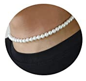 AFSTALR Perlenkette Damen Herren, 8mm Perlen Kette Weiße Perlen Halsketten Perlenkette Schmuck Geschenke für Männer Länge 16 Zoll