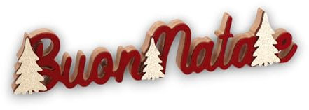 Scritta di Natale in Legno, Decorazione da 40 cm, Ornamenti da Tavolo Con Xmas, Addobbi per Casa (1, BUON NATALE)