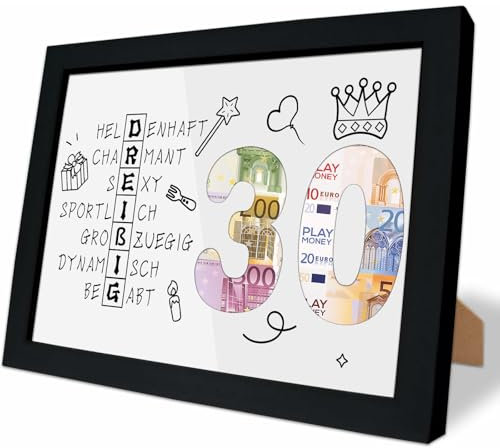 30. Geburtstag Geldgeschenk, Geschenk 30. Geburtstag Mädchen & Junge, Lustiges Geldgeschenk, Kreative Geldgeschenke Verpackung mit Bilderrahmen (30)