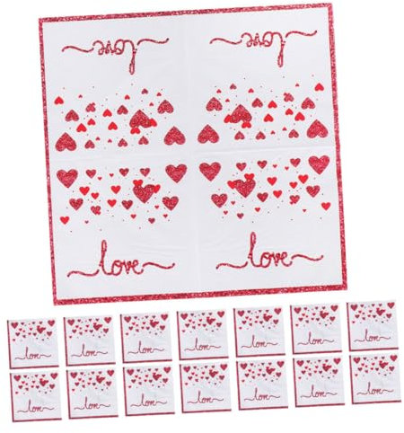 minkissy Valentinstag Servietten Herz Papierservietten 20 Stück Rot Hochzeit Liebe Motiv Tischdekoration Weich Saugfähig Einweg für Party Muttertag Geburtstag Brautdusche Geschenkverpackung