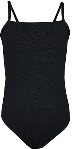 Aquarti Maillot de Bain Fille – Maillot de Bain Une Pièce pour Fille à Bretelles Fines, Jacquard à Pois Noir, 164