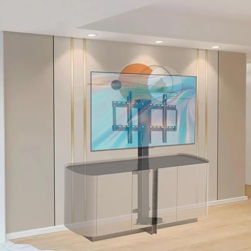 THEGA Elektrische TV Lift Halterung Mit Fernbedienung – TV-Bodenständer, Elektrischer Teleskop-TV-Ständer Mit Automatischer Anhebung, Elektrischer TV-Ständer Im Schrank Versteckt