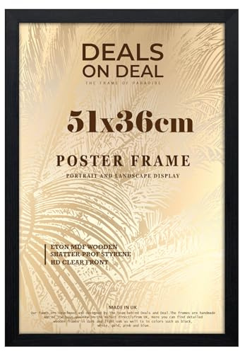 DEALS ON DEAL® Poster Frame 51x36 cm Photo Picture Frame Jigsaw Puzzle | Mdf Wooden 51 x 36 cm | Large 510 x 360 mm | for Home Office Livingroom-Black