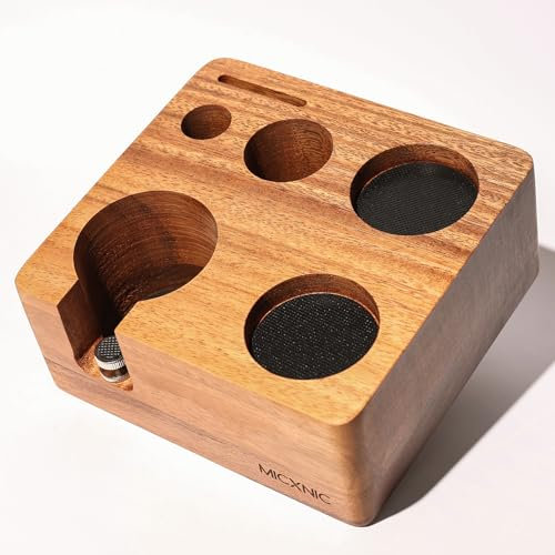 MICXNIC Tamperstation 54mm, Espresso Kaffee Tamping Station Walnuss Holz für Sage Barista Kaffeemaschine Zubehör