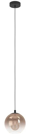 EGLO Hängelampe Ariscani 1, 1-flammige Pendelleuchte Esstisch, Hängeleuchte aus Metall in schwarz und Glas in Kupfer, Esszimmerlampe hängend, E27 Fassung, Ø 42,5 cm
