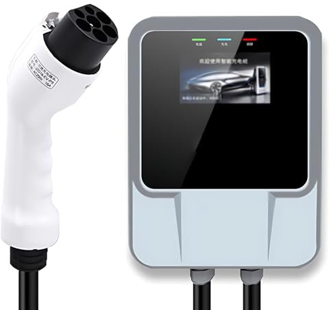 Cargador de pared inteligente para el hogar de 7 kW, indicador LED, carga rápida, pantalla LCD, estación de carga de coche eléctrico máx. 32 A, cable de carga EV de 5 M/10 M/15 m, cargador de vehículo