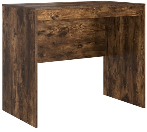 vidaXL Minimalistischer Computertisch in Geräucherter Eiche | Holzwerkstoff Kompakte Größe 90 x 50 x 76 cm Ideal für Büro- und Heimgebrauch. Stylisher Schreibtisch mit Schublade für Erwachsene