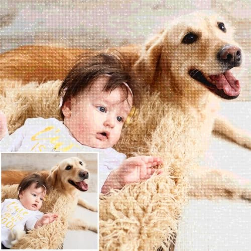 HOBULL Diamond Painting Personalizado Foto, Pintura de Diamantes Personalizados 5D DIY Kit Completo, Cuadro Diamantes Pinturas Personalizadas Fotos Artes Decoración del Hogar 30x30cm