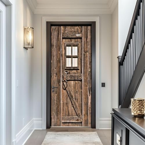 Tizhweqo Pegatina Puerta Madera Pegatinas para Puertas Madera Adhesivo Vinilo 3D Puerta Pegatina Pared Murales Papel Pintado Poster para Sala de Baño Decorativos 95x215 cm 2483a