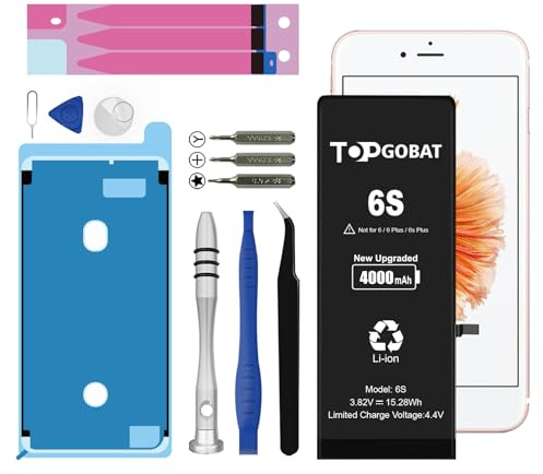 TOPGOBAT Replacement for iPhone 6S Battery,4000mAh High Capacity Battery for Model (A1633 A1688 A1691 A1700) with Replacement Tool Kits