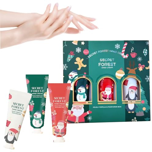 Weihnachts Handcreme Geschenkset,Handcreme Weihnachten Set für Sehr Trockene Hände,Feuchtigkeitspflege Geschenkset Damen Herren für,3 Stück