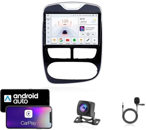 Android 15 Autoradio für Renault Clio 4 2012–2016 | 9-Zoll-Touchscreen | CarPlay & Android Auto | GPS-Navigation | 4G/WLAN | Bluetooth 5.0 | Plug & Play